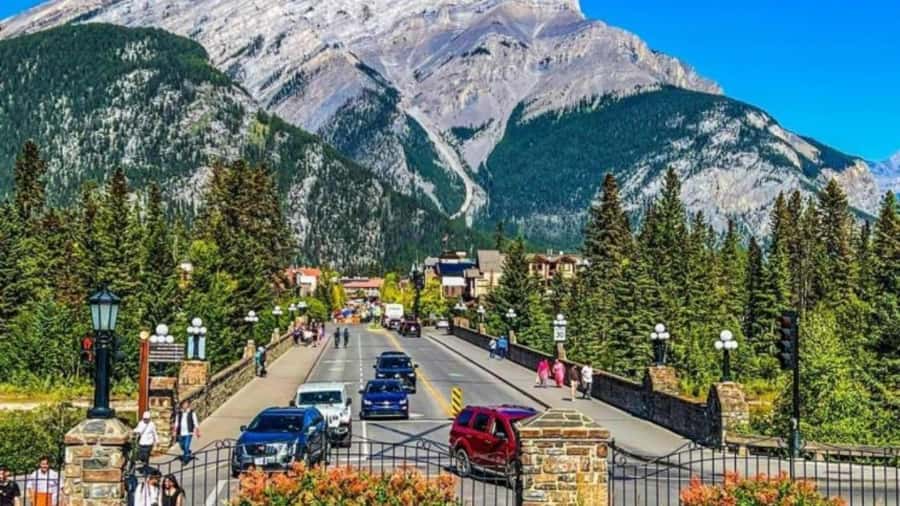 Banff: Gondola, Hot Springs, Bow falls & Three lakes tour - Bow Falls and Surprise Corner: the Rockies frame the river
