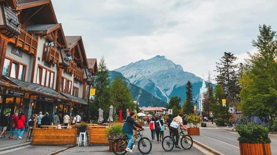 Banff Town, Gondola, Hot Springs, Bow Falls & Three Lakes - Upper Hot Springs: geothermal calm against sharp peaks