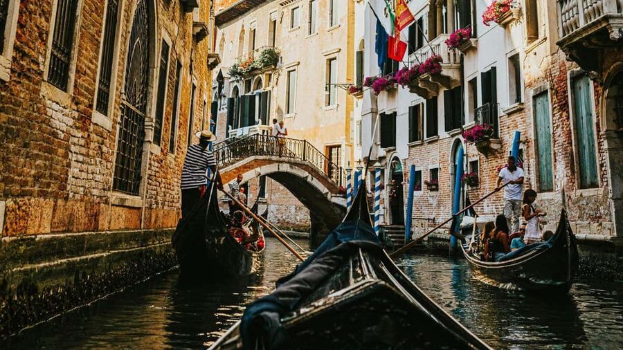 Venice: Shared Gondola Ride at Sunset - From Grand Canal reflections to quieter side canals